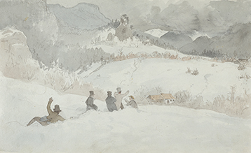 Friedrich Gauermann, Detail aus «Friedrich Gauermann mit Freunden bei Miesenbach im Schnee», 1829